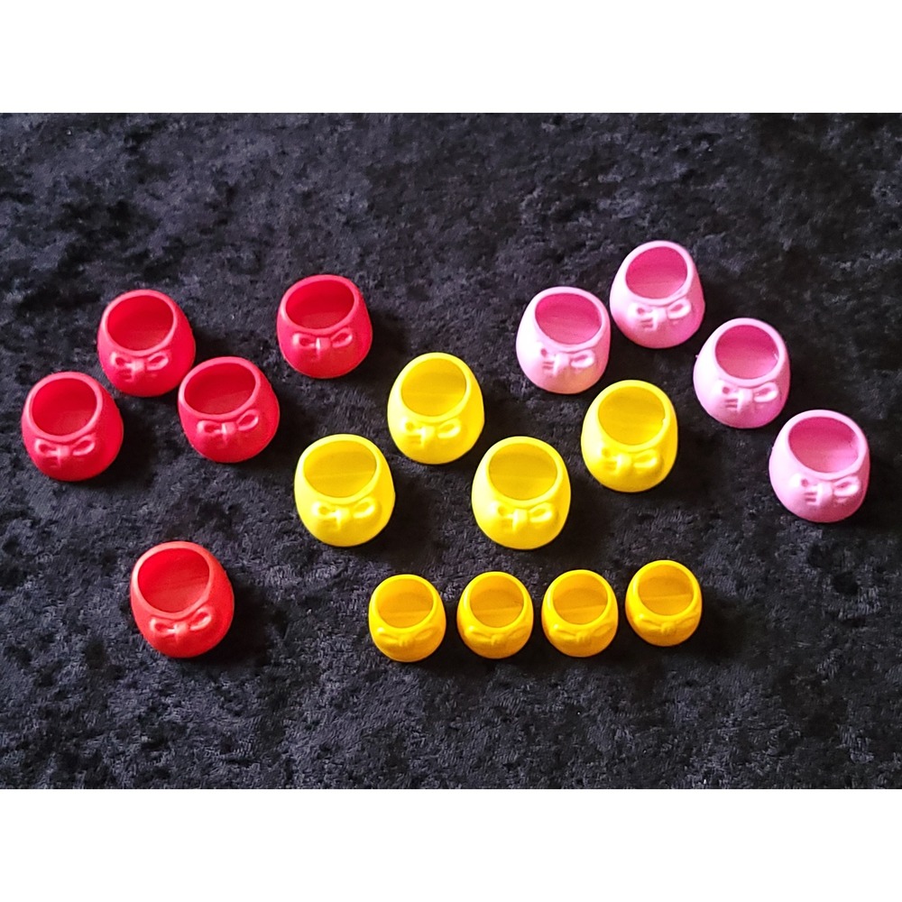 Vtg My Little Pony G1 Shoes Lot 4 sets, 17pc Pink Yellow Red Bow Accessories